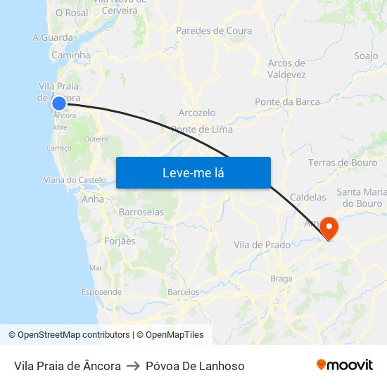 Vila Praia de Âncora to Póvoa De Lanhoso map