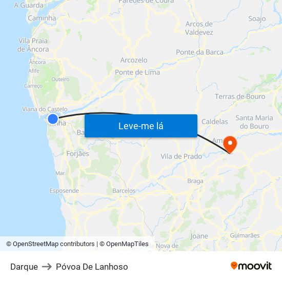 Darque to Póvoa De Lanhoso map