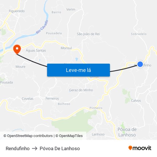 Rendufinho to Póvoa De Lanhoso map