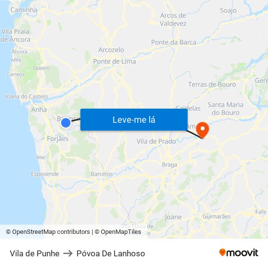 Vila de Punhe to Póvoa De Lanhoso map