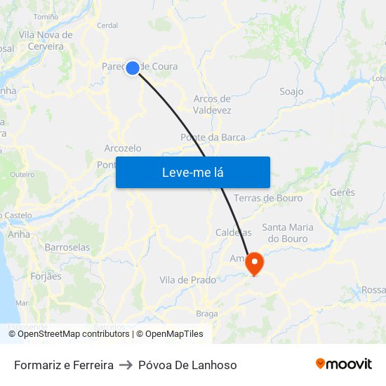 Formariz e Ferreira to Póvoa De Lanhoso map