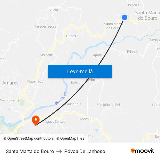 Santa Marta do Bouro to Póvoa De Lanhoso map
