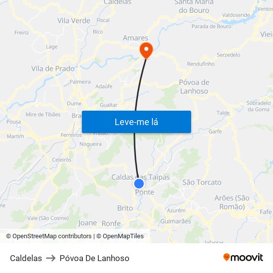 Caldelas to Póvoa De Lanhoso map