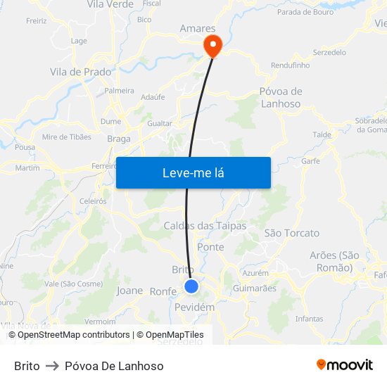 Brito to Póvoa De Lanhoso map