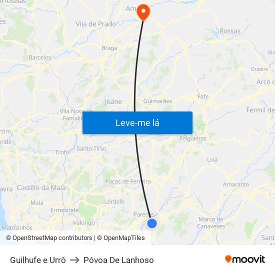 Guilhufe e Urrô to Póvoa De Lanhoso map