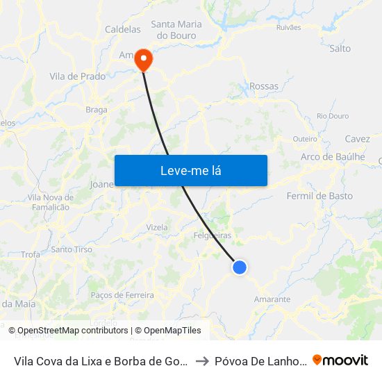 Vila Cova da Lixa e Borba de Godim to Póvoa De Lanhoso map