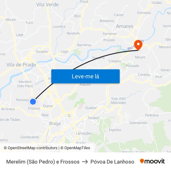 Merelim (São Pedro) e Frossos to Póvoa De Lanhoso map