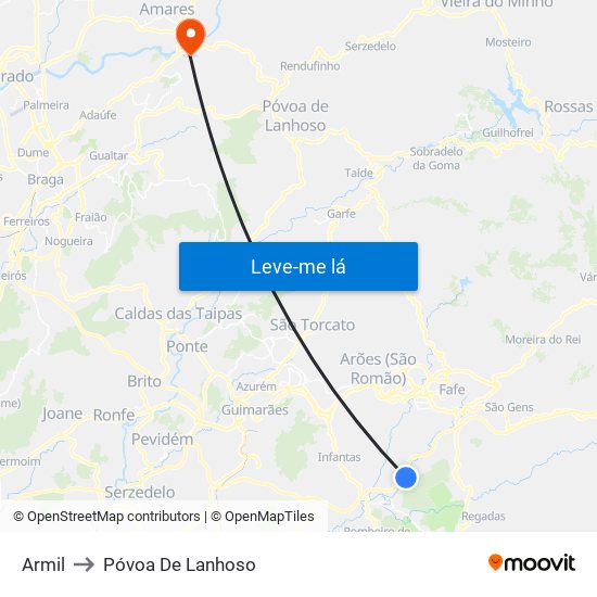 Armil to Póvoa De Lanhoso map