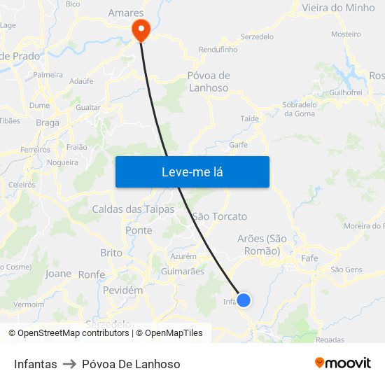 Infantas to Póvoa De Lanhoso map