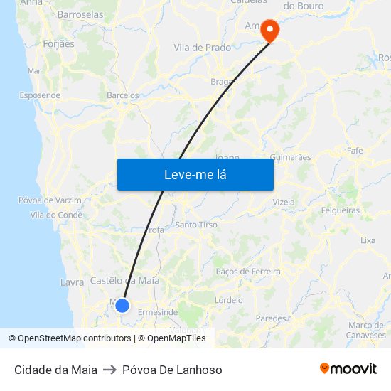 Cidade da Maia to Póvoa De Lanhoso map