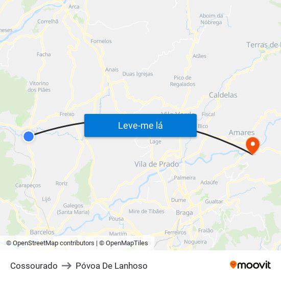 Cossourado to Póvoa De Lanhoso map