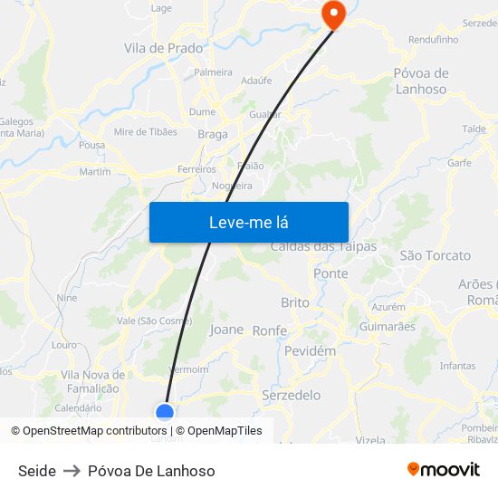 Seide to Póvoa De Lanhoso map