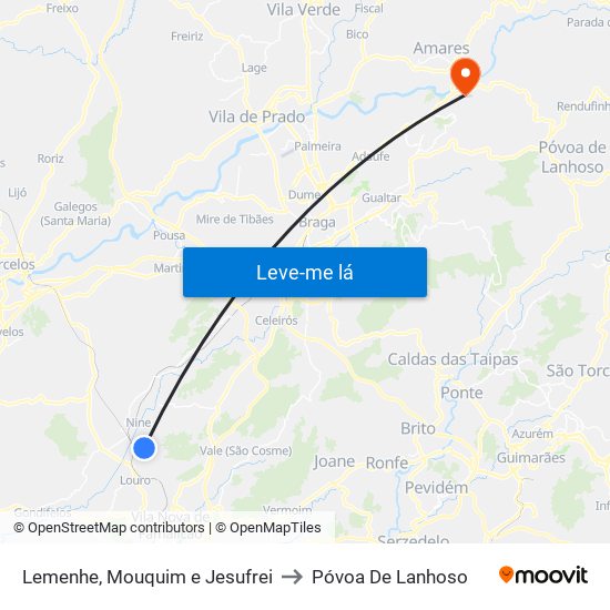 Lemenhe, Mouquim e Jesufrei to Póvoa De Lanhoso map