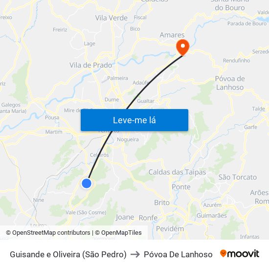 Guisande e Oliveira (São Pedro) to Póvoa De Lanhoso map