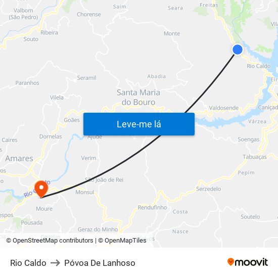 Rio Caldo to Póvoa De Lanhoso map
