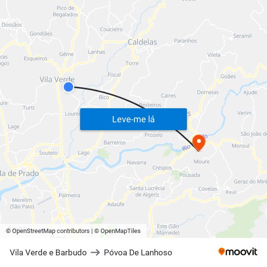 Vila Verde e Barbudo to Póvoa De Lanhoso map