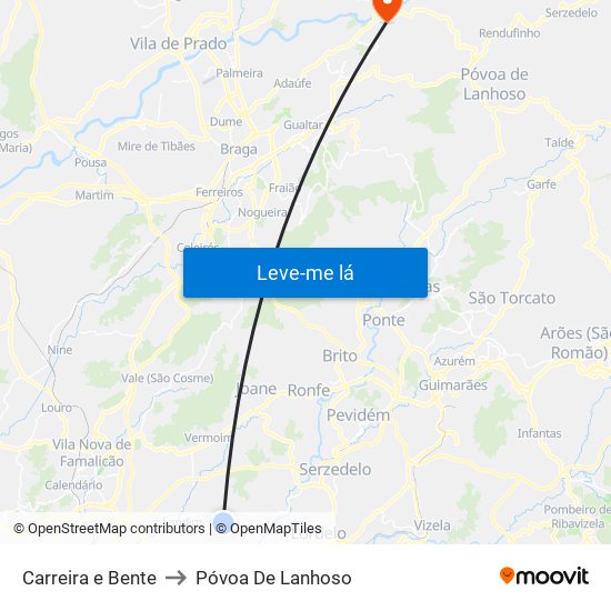 Carreira e Bente to Póvoa De Lanhoso map