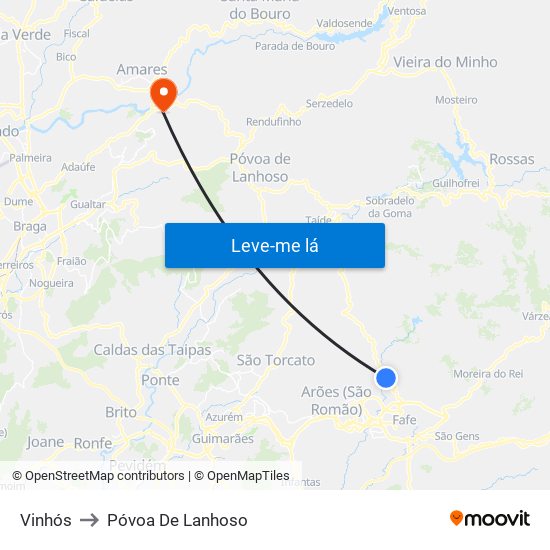 Vinhós to Póvoa De Lanhoso map