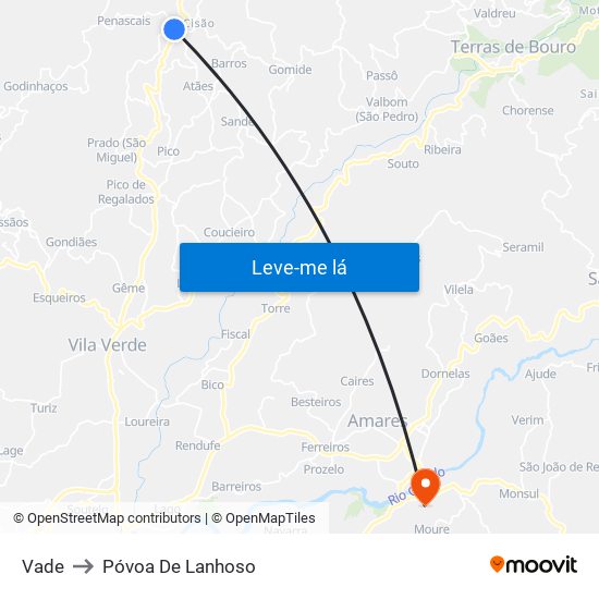 Vade to Póvoa De Lanhoso map