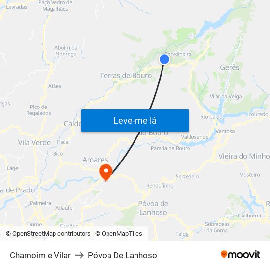 Chamoim e Vilar to Póvoa De Lanhoso map