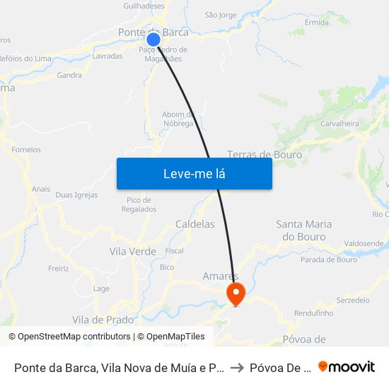 Ponte da Barca, Vila Nova de Muía e Paço Vedro de Magalhães to Póvoa De Lanhoso map