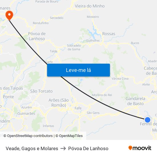 Veade, Gagos e Molares to Póvoa De Lanhoso map