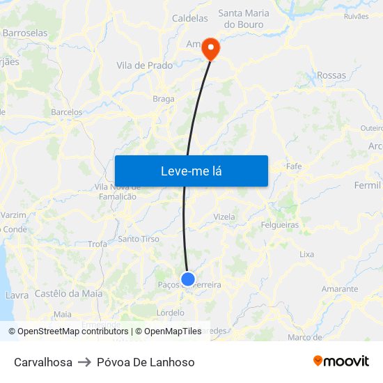 Carvalhosa to Póvoa De Lanhoso map