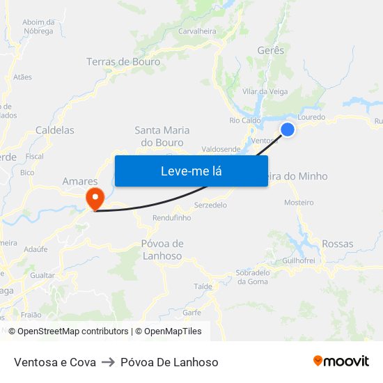 Ventosa e Cova to Póvoa De Lanhoso map