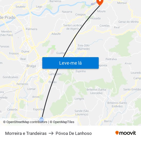 Morreira e Trandeiras to Póvoa De Lanhoso map