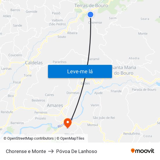 Chorense e Monte to Póvoa De Lanhoso map