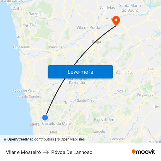 Vilar e Mosteiró to Póvoa De Lanhoso map