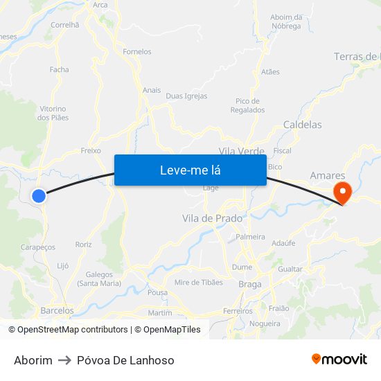 Aborim to Póvoa De Lanhoso map