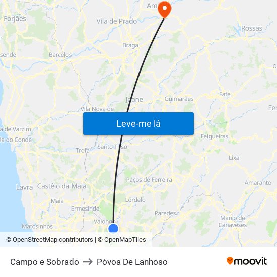 Campo e Sobrado to Póvoa De Lanhoso map