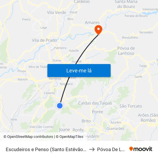 Escudeiros e Penso (Santo Estêvão e São Vicente) to Póvoa De Lanhoso map