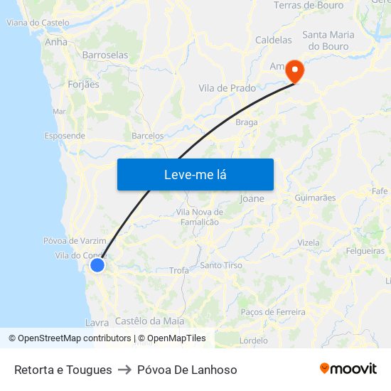 Retorta e Tougues to Póvoa De Lanhoso map