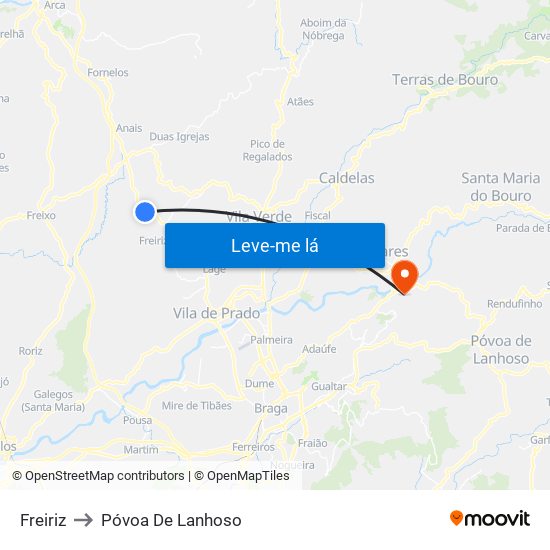 Freiriz to Póvoa De Lanhoso map