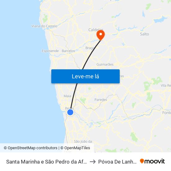 Santa Marinha e São Pedro da Afurada to Póvoa De Lanhoso map