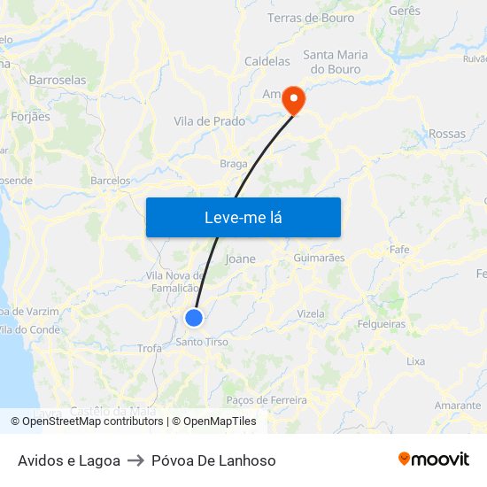 Avidos e Lagoa to Póvoa De Lanhoso map