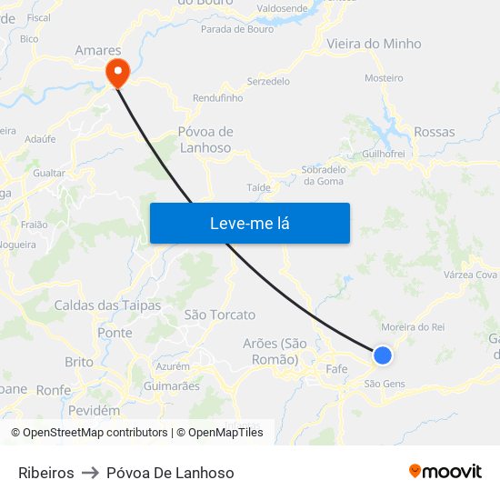 Ribeiros to Póvoa De Lanhoso map
