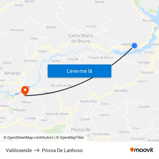 Valdosende to Póvoa De Lanhoso map