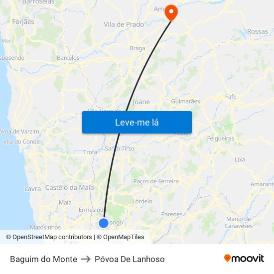 Baguim do Monte to Póvoa De Lanhoso map