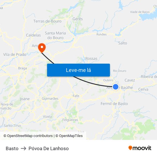 Basto to Póvoa De Lanhoso map