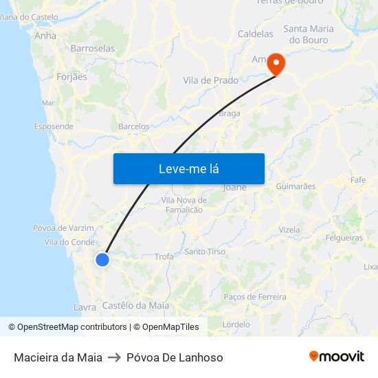Macieira da Maia to Póvoa De Lanhoso map
