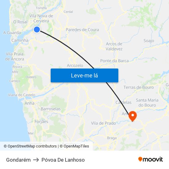 Gondarém to Póvoa De Lanhoso map