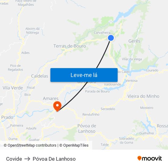 Covide to Póvoa De Lanhoso map