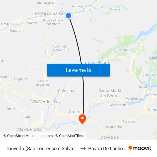 Touvedo (São Lourenço e Salvador) to Póvoa De Lanhoso map