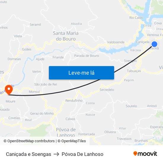 Caniçada e Soengas to Póvoa De Lanhoso map