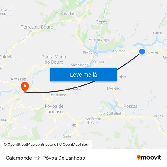 Salamonde to Póvoa De Lanhoso map