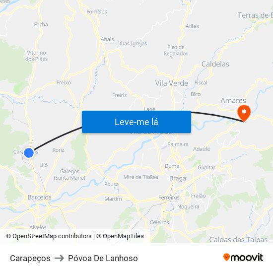 Carapeços to Póvoa De Lanhoso map