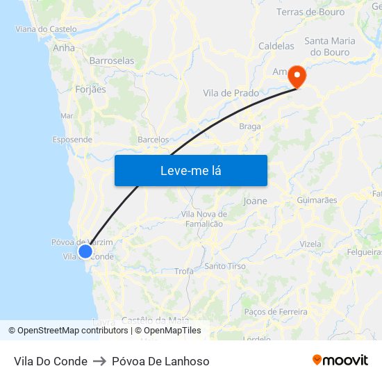 Vila Do Conde to Póvoa De Lanhoso map